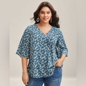Blue Patterned Women's Blouse